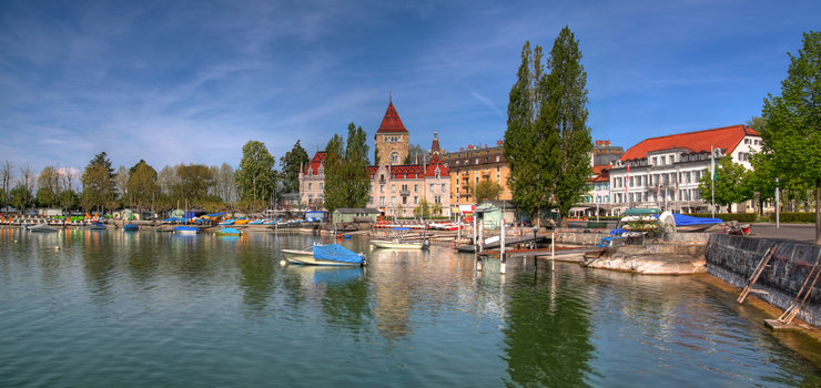Ouchy waterfront panorama HDR, Lausanne, Switzerland